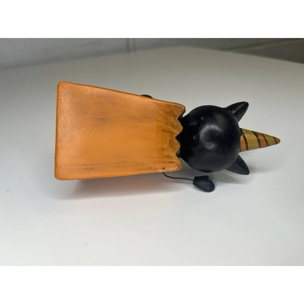 JOHANNA PARKER Retro Cat Pumpkin Shelf Sitter Light Up Treat Bag‎ jack o lantern